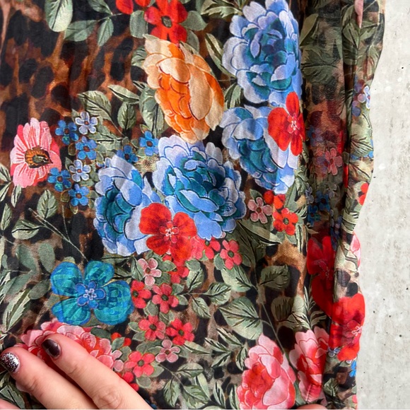 Johnny Was Cheetah Long Shirt Dress, Silk Coverup - Picture 10 of 15